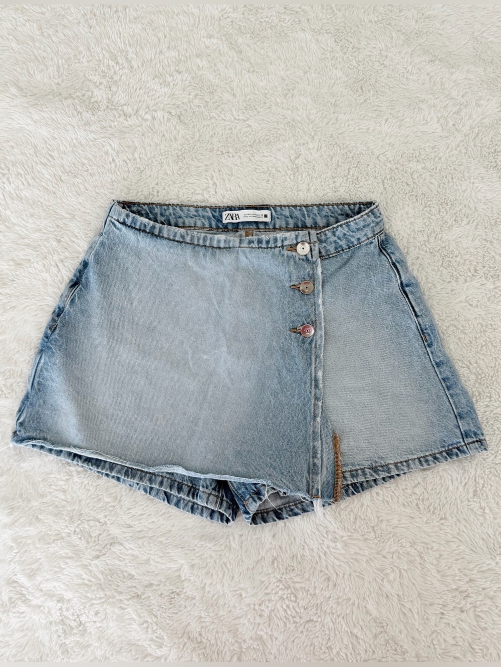 Zara Z1975 Denim Wrap Skort Light Wash Size M